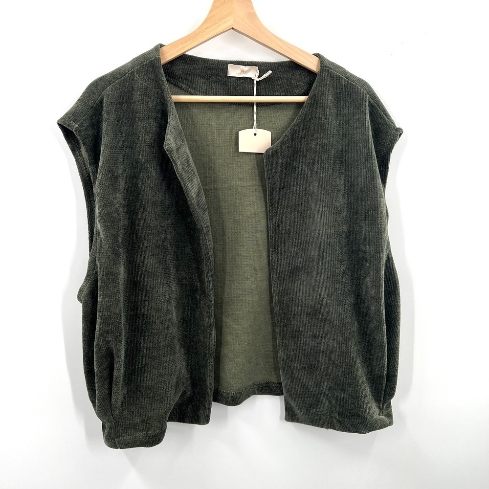Made in Italy conrad cord army oneside open front vest cottagecore fairycore